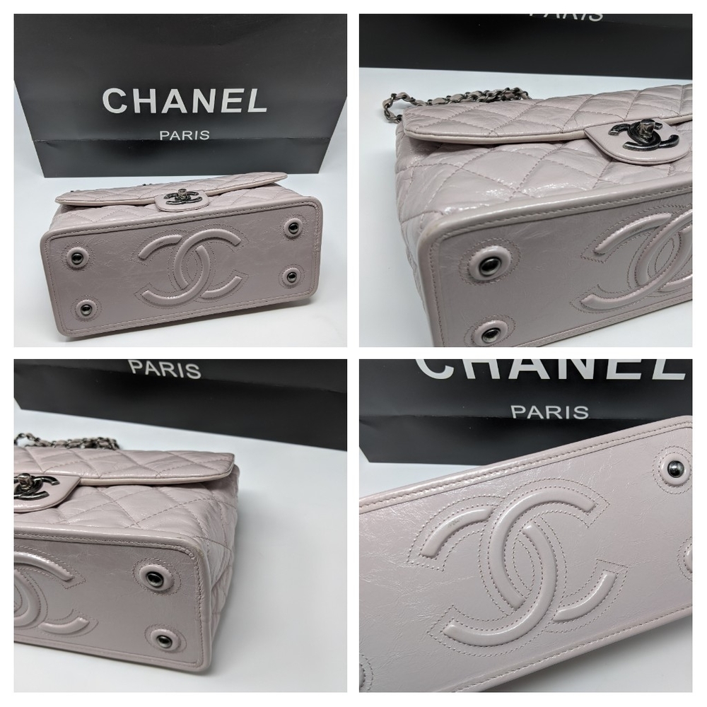 🦄🎉CHANEL Pink Bag Glazed Leather Flap Bag! Super Rare Color! Limited Edition - Picture 3 of 16